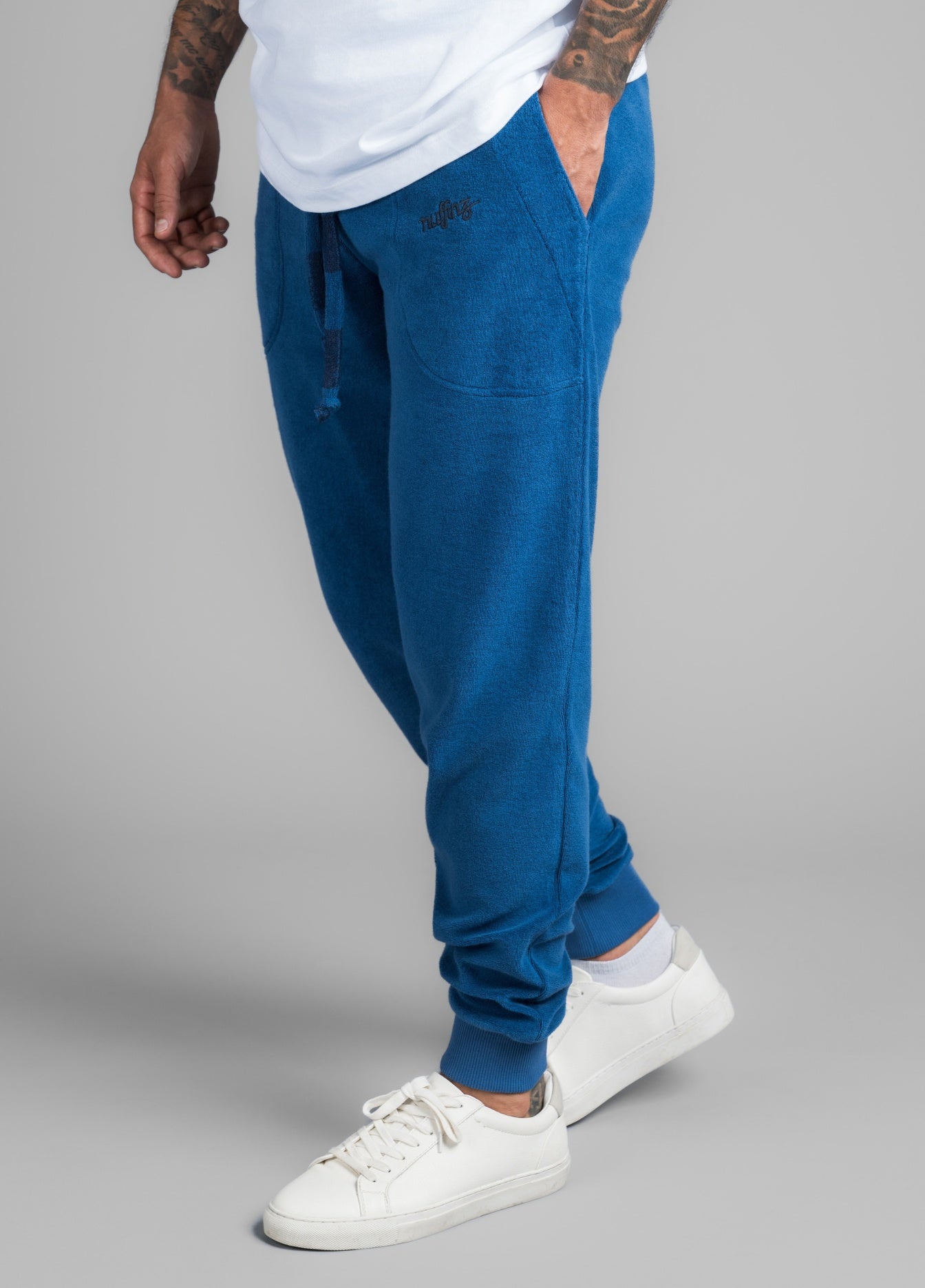 NAVY PEONY TOWEL PANTS