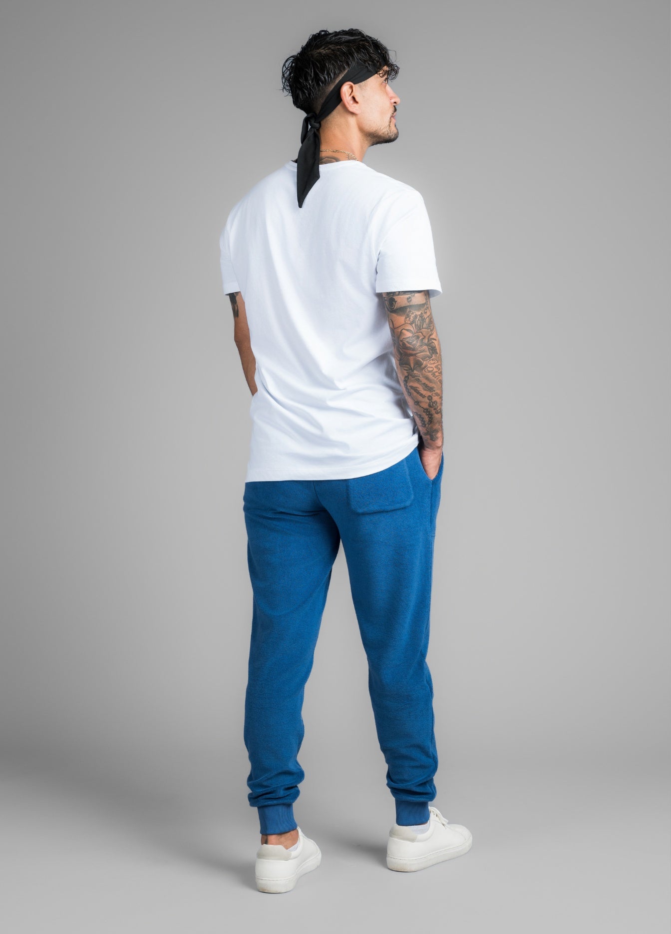 NAVY PEONY TOWEL PANTS